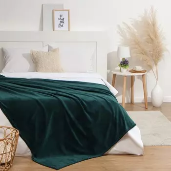 Плед «Этель», 150200 см, корал-флис, изумрудный