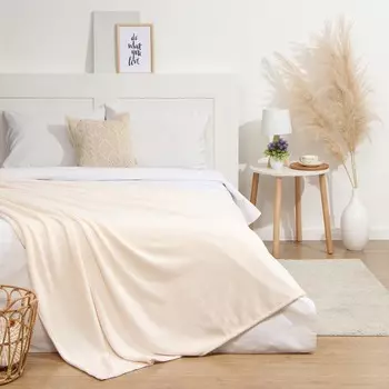 Плед Этель цв.молочный 200*220 см,100% п/э, корал-флис 220 гр/м2