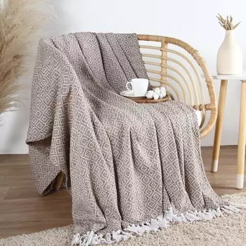 Плед с кисточками «Этель» Diamond, 200240 см, бежевый, 400 г/м