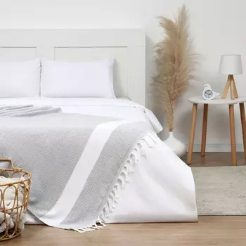 Плед с кисточками «Этель» East, 100180 см, серый