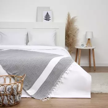 Плед с кисточками «Этель» East, 100180 см, светло-серый