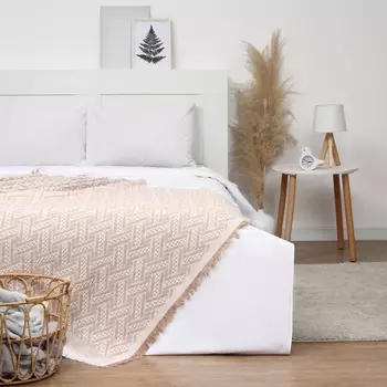 Плед с бахромой «Этель» Home, 130180 см, светло-бежевый