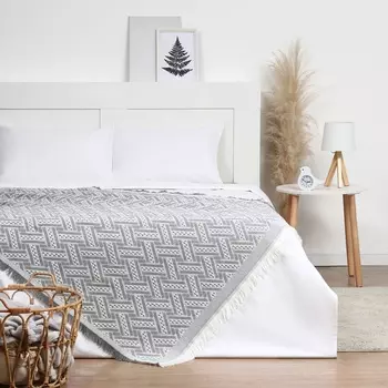 Плед с бахромой «Этель» Home 130180 см, серый