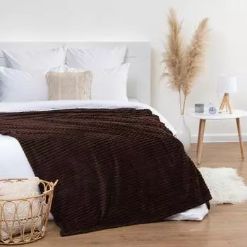 Плед «Этель. Клетка», 150200 см, корал-флис, коричневый