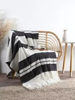 Плед с кисточками «Этель. Крупная полоса», 130160 см, хлопок 100%