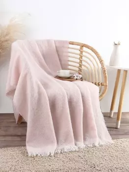Плед с бахромой «Этель» Light pink, 135180 см, светло-розовый