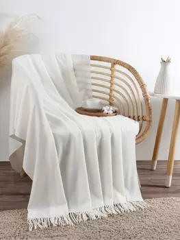 Плед с бахромой «Этель» Light touch, 130190 см, белый