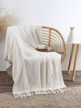 Плед с бахромой «Этель» Сloud, 135180 см, молочный