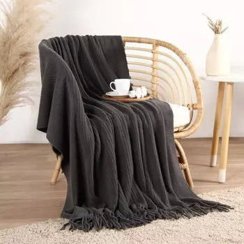 Плед с бахромой «Этель» Stee, 130170 см, акрил 100%, серый