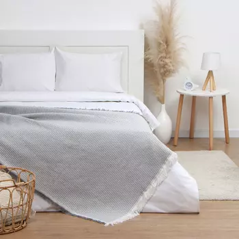 Плед с бахромой «Этель» Waffle, 130180 см, серый