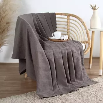 Плед вафельный «Этель» Waffle, 150240 см, серый, вафля 195 г/м