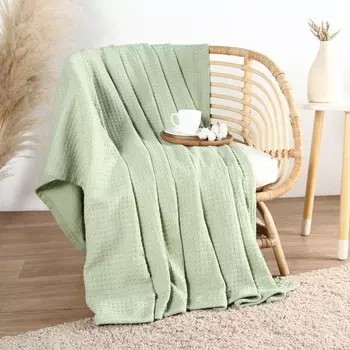 Плед «Этель» Waffle, 220240 см, оливковый, 340 г/м