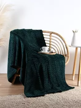 Плед «Этель» Zig-zag, 150200 см, корал-флис, изумрудный