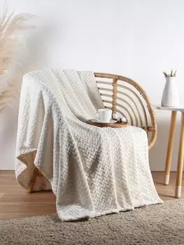 Плед Этель Zig-zag, 200220 см,100% п/э, корал-флис, молочный