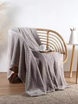 Плед Этель Zig-zag, 200220 см,100% п/э, корал-флис, светло-серый