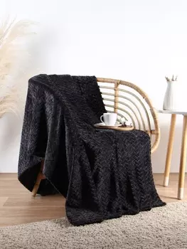 Плед Этель Zig-zag, 200220 см,100% п/э, корал-флис, тёмно-серый