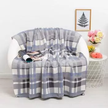 Плед Мадрас серый 140х200см, флис 180г/м пэ100%