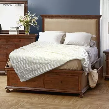 Плед меховой, размер 220х240 см, принт квадратики, цвет молочный