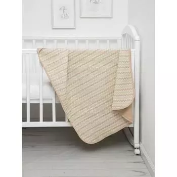 Плед-одеяло стеганое, размер 100х118 см, трикотаж, принт волна