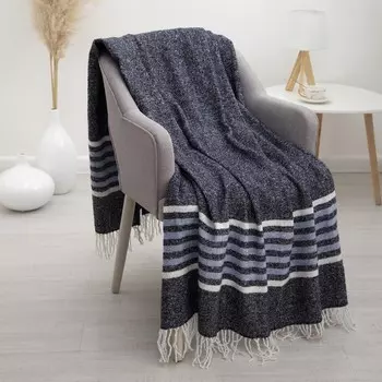 Плед Палермо 140х200 см, цвет тёмно-синий, Состав: 20% шерсть, 40% ПАН, 40% полиэстер