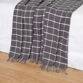 Плед Palermo 140х200см, тёмно-серый/белый, шерсть 20%, пан 40%, полиэстер 40%