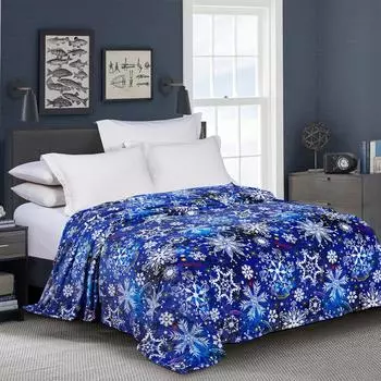 Плед Павлина Снежный вальс цв.синий, 150х200см, аэрософт 190г/м, пэ100%