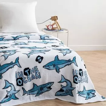 Плед Павлинка Акулы 100х150см, белый, аэрософт 190г/м, 100% полиэстер