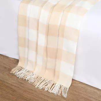 Плед Пикник 200х230см, рап.8 бел/беж, хл 20%, пэ 40%, пан 40%