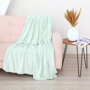 Плед Plain 140х200см, зеленая мята, микрофибра 190г/м полиэстер100%