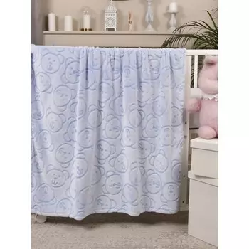 Плед - покрывало «Мишки», размер 100х118 см, цвет голубой