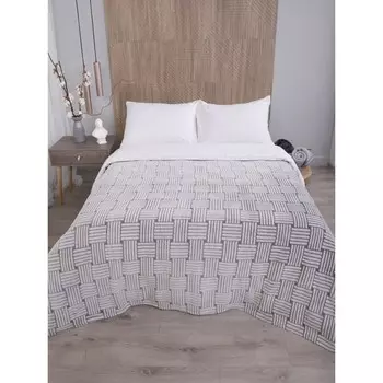 Плед-покрывало, «Полосы», размер 220х240 см, цвет коричневый