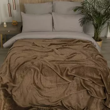 Плед-покрывало «Жаккард», размер 220х240 см, цвет коричневый