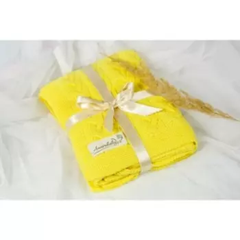 Плед Pure love, размер 87×100 см, принт косичка, жёлтый