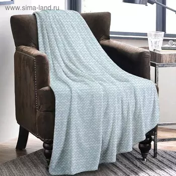 Плед, размер 100 140 см, принт орнамент, морская волна