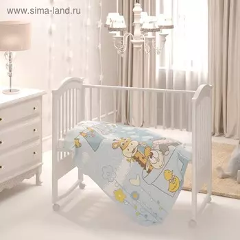 Плед, размер 100 118 см, принт купание, голубой