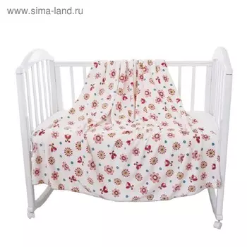 Плед, размер 150 200 см, принт цветы, розовый