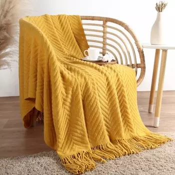 Плед SL Home Contrast 130*170 см, цв.жёлтый, 100% акрил