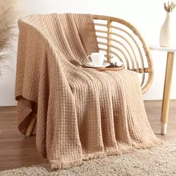 Плед с бахромой SL Home Relief, 130170 см, бежевый, акрил 100%