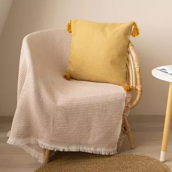Плед с бахромой SL Home Waffle 130180 см, бежевый