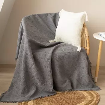 Плед с бахромой SL Home Warm, 130180 см, тёмно-серый