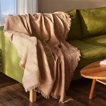 Плед с бахромой SL Home Warm, 130180 см, бежевый