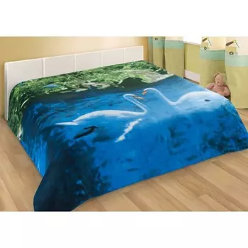 Плед Swans, размер 130х170 см, цвет синий