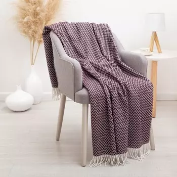 Плед Валенсия 140х200 см, цвет белый/слива