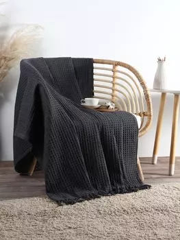 Плед вафельный «Этель» 150240 см, серый, хлопок 100%, 350 г