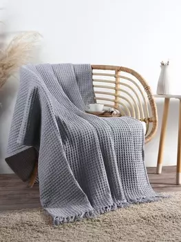 Плед вафельный «Этель» 150240 см, светло-серый, хлопок 100%, 350 г