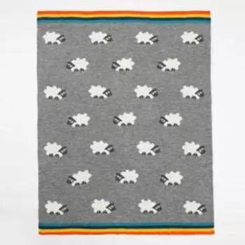 Плед вязаный Крошка Я "Овечки" цв. серый, 80*100 см, 100% хлопок