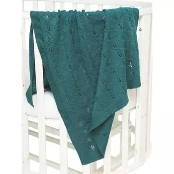 Плед вязаный Pure love, размер 75 × 105 см, принт колос, изумрудный