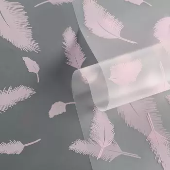Пленка для цветов, матовая,«Перья», розовый, 0.69 м ±5%