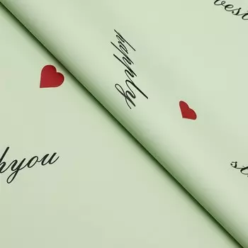 Пленка для цветов матовая, «Пожелания», 5858 см, зелёный