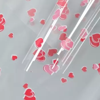 Пленка для цветов «Сердечки» красная 0.78.2 м, 40 мкм